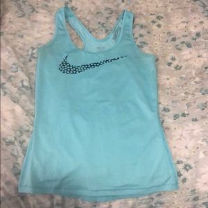 Blue Nike tank top.